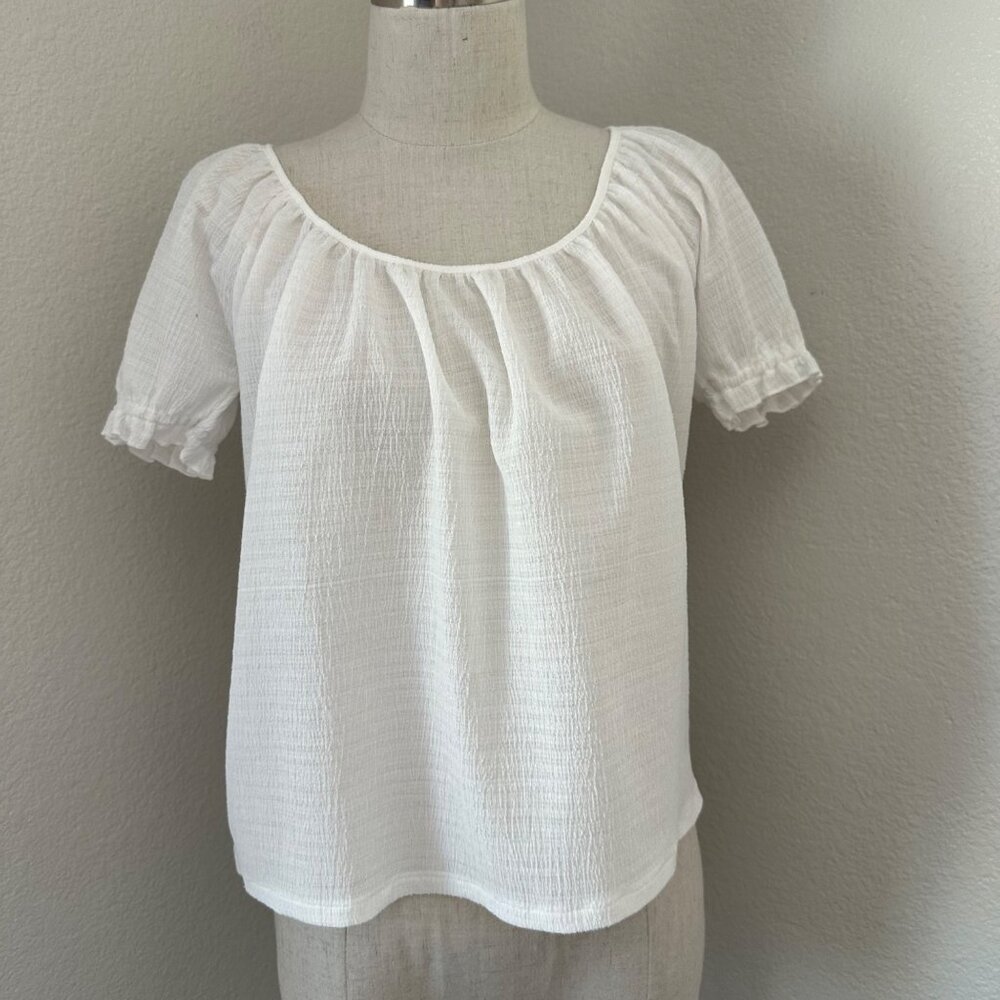 Madewell Texture & Thread Pullover Blouse Puff Sl… - image 2